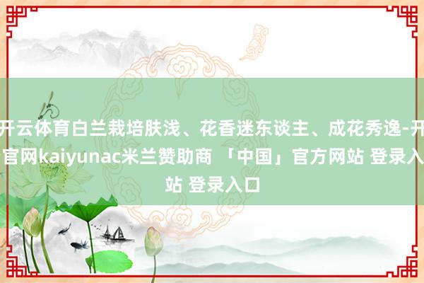 开云体育白兰栽培肤浅、花香迷东谈主、成花秀逸-开云官网kaiyunac米兰赞助商 「中国」官方网站 登录入口